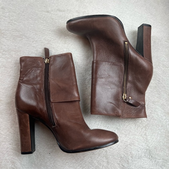 Schutz Brown Leather Ankle Boots Size 6.5/37 - Picture 2 of 7